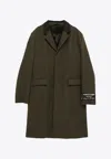 Acne Studios Wool Blend Military Coat With Notch Lapel In Green