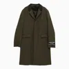 Acne Studios Wool Blend Military Coat With Notch Lapel In Green