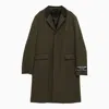 Acne Studios Wool Blend Military Coat With Notch Lapel In Green