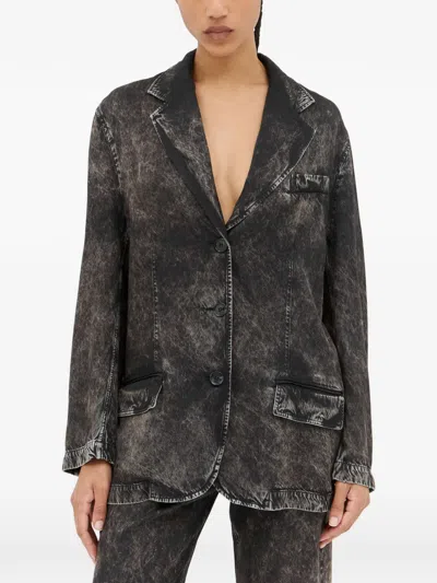 Acne Studios Distressed Twill Blazer In Brown