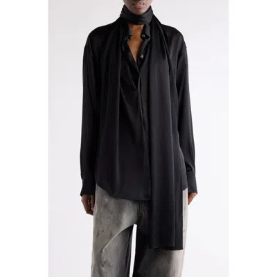 Acne Studios Sinton Layered Soft Satin Top In Black