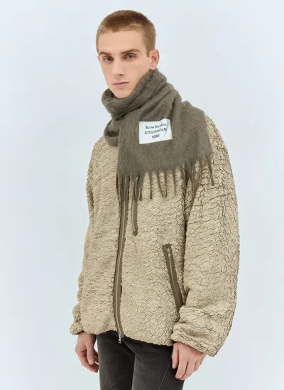 Acne Studios Skinny Fringe Alpaca Scarf In Grey