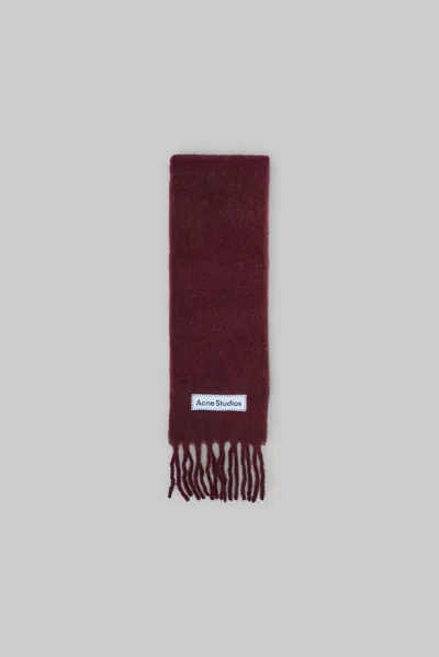 Acne Studios Skinny Mohair Scarf In Burgundy