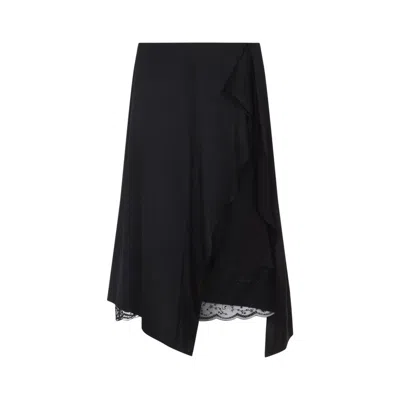 Acne Studios Asymmetric Midi Skirt In Black