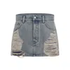Acne Studios Ripped Denim Mini Skirt In Blue