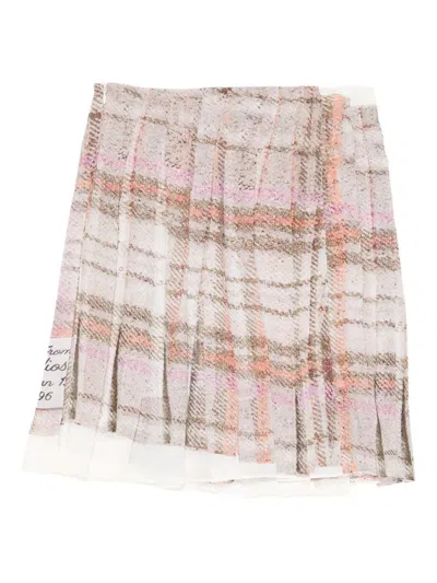 Acne Studios Pleated Plaid Mini Skirt In Neutral
