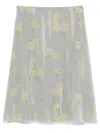 Acne Studios Layered Distressed Chiffon And Floral-print Crepe Skirt In Yellow Grey