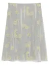 Acne Studios Layered Distressed Chiffon And Floral-print Crepe Skirt In Yellow Grey