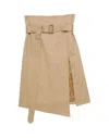 Acne Studios High-waisted Beige Twill Midi Skirt In Brown