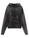 Acne Studios Skull Printed Drawstring Sweatshirt In Black