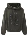 Acne Studios Skull Printed Drawstring Sweatshirt In Faded Black