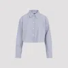 Acne Studios Blue & White Jacquard Pinstripe Shirt In Blue