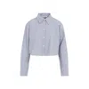 Acne Studios Satai Stripe Crop Cotton Button-up Shirt In Blue