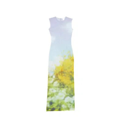 Acne Studios Sleeveless Blurred Print Dress In Purple