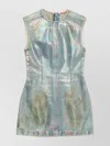 Acne Studios Distressed Foiled Denim Mini Dress