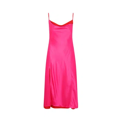 Acne Studios Sleeveless Layered Midi Dress In Pink