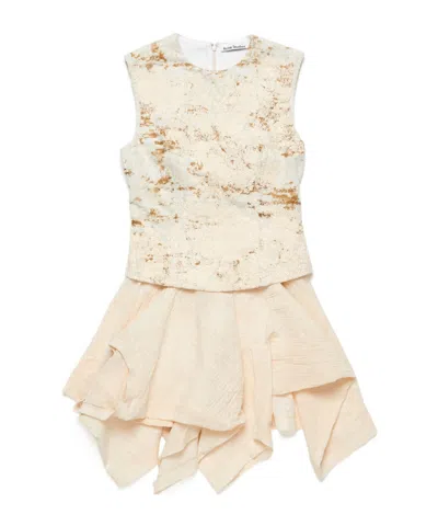 Acne Studios Printed Cotton-blend Minidress In Ecru Beige