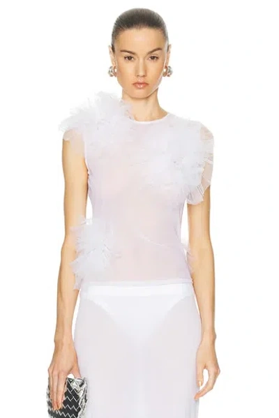 Acne Studios Floral-appliqué Mesh Top In Off White