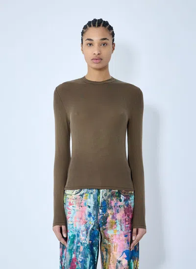 Acne Studios Slinky Rib T-shirt In Brown