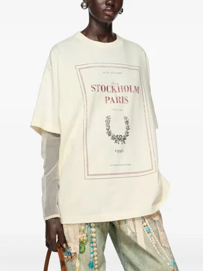 Acne Studios Slogan-print T-shirt In Yellow