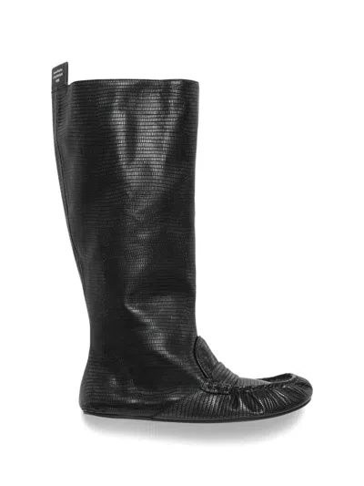 Acne Studios Slouch Moccasin Detail Knee-high Boots In Black