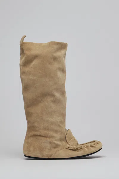 Acne Studios Slouch Saddle Boots In Neutral