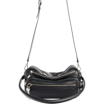 Acne Studios Small Camero Leather Shoulder Bag In Black