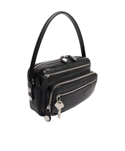 Acne Studios Small Camero Party Leather Shoulder Bag In Black