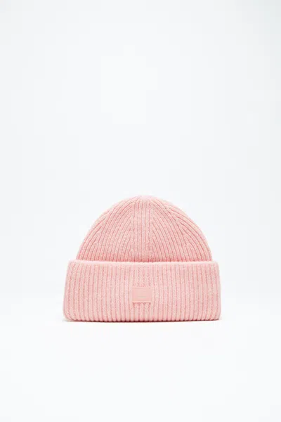 Acne Studios Small Face Logo Beanie In Pink