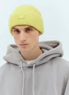 Acne Studios Small Face Logo Beanie Hat In Yellow