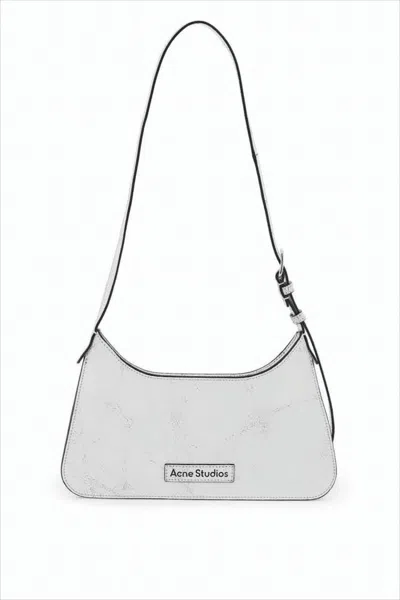 Acne Studios Smooth Leather Shoulder Bag With Metal Plaque In White