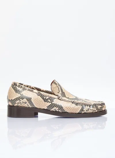 Acne Studios Snake-embossed Loafers In White