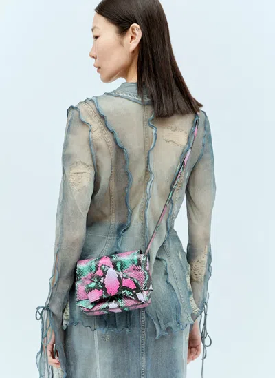 Acne Studios Snake Embossed Shoulder Bag In Pink