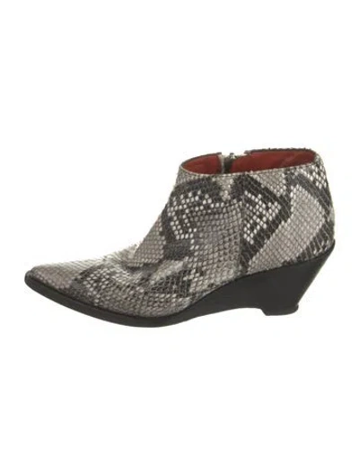 Pre-owned Acne Studios Snakeskin Animal Print Mules In Gray