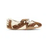 Acne Studios Bilaria Lace-up Suede And Leather Ballet Flats In Brown
