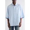 Acne Studios Soffia Stripe Short Sleeve Button-up Shirt In Blue