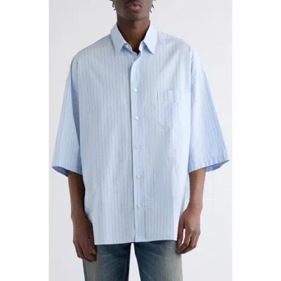Acne Studios Soffia Stripe Short Sleeve Button-up Shirt In Blue