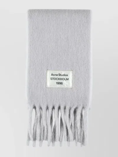 Acne Studios Soft Wool Scarf Fringed Edges In Brown