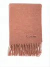 Acne Studios Soft Wool Scarf With Fringed Edges And Textured Finish In Pink
