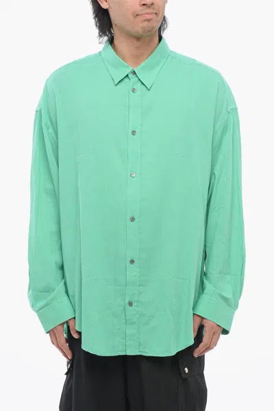 Acne Studios Solid Color Long Sleeves Polo Shirt In Green