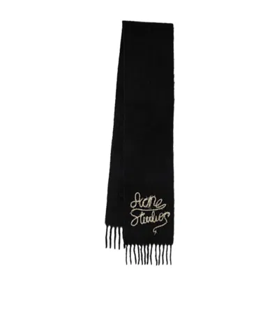 Acne Studios Solid Winter Logo Scarf In Black