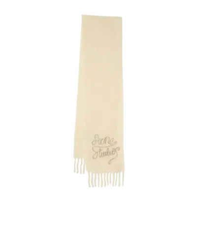 Acne Studios Solid Winter Logo Scarf In Neutral