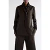 Acne Studios Som Tie Detail Wool Gabardine Button-up Shirt In Brown