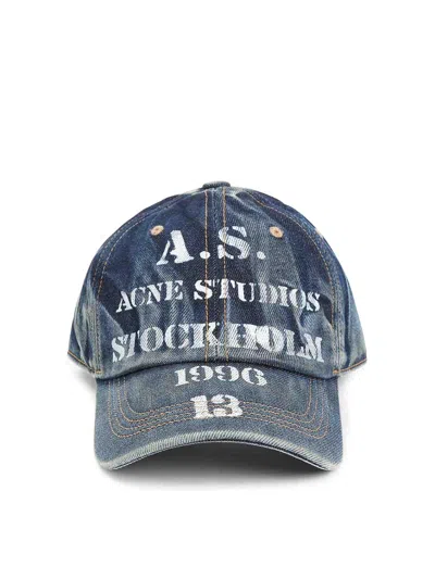 Acne Studios Cotton Hat In Blue