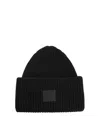 Acne Studios Men Ribbed Beanie Hat With Face Logo In Black