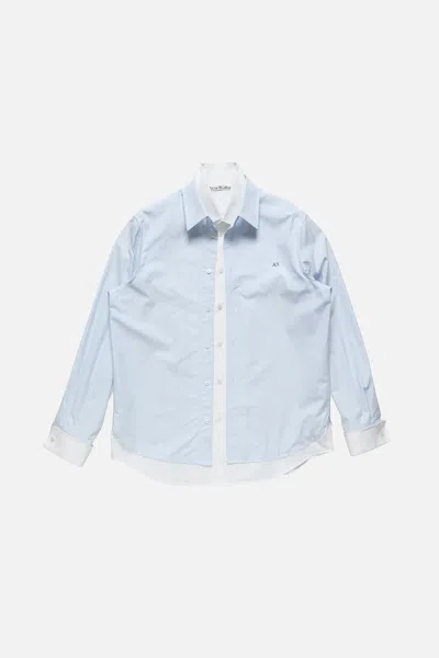Acne Studios Layered-effect Logo-embroidered Shirt In Blue