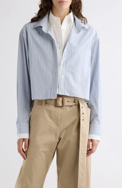 Acne Studios Soubla Striped Cropped Cotton Shirt In Blue