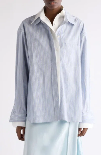 ACNE STUDIOS ACNE STUDIOS SOUBLERA LAYERED STRIPE BUTTON-UP SHIRT
