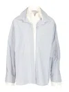 Acne Studios Womens Blue White Layered Striped Cotton-poplin Shirt In Blue