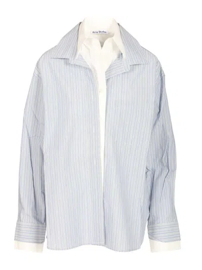 ACNE STUDIOS SOUBLERA STRIPED SHIRTING SHIRTS BLUE